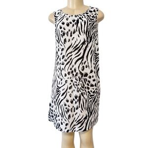 Anna Club‎ Italy White Animal Print Coverup Swim Dress Semi Sheer Black Zebra